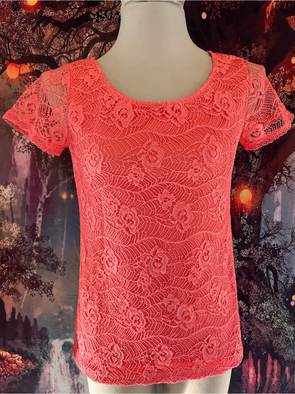 Lynn Ryan Coral Knit Top — Bright Coral-size S